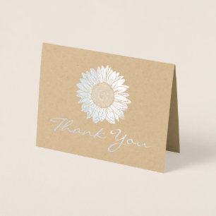 Rustic Silver Foil Sonnenblume Hochzeit Vielen Dan Folienkarte