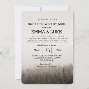 Rustic Simple Forest Misty Landscape Babydusche Einladung