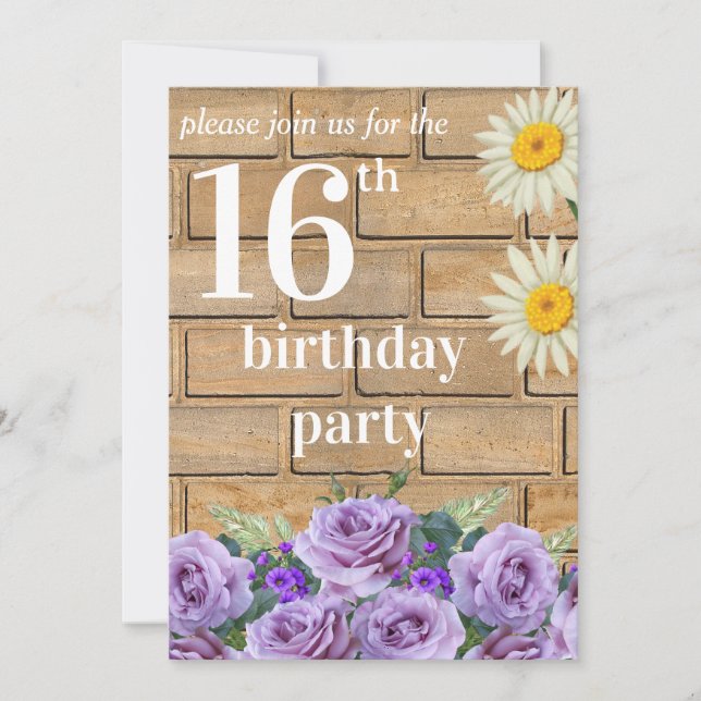 Rustic sixteen Birthday Invitatio String Wood Einladung (Vorderseite)