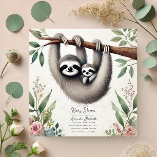 Rustic Sloth Baby Dusche Einladung