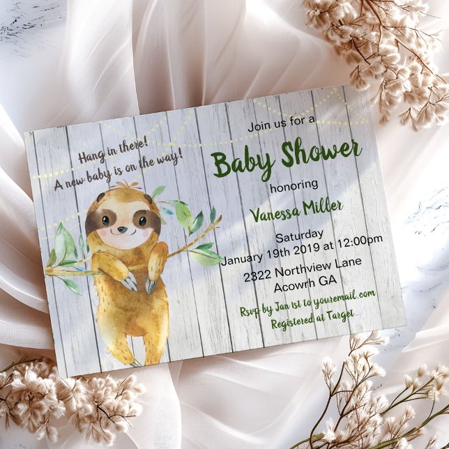 Rustic Sloth Baby Dusche Einladung (Von Creator hochgeladen)