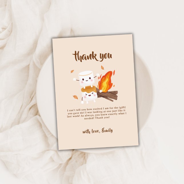 Rustic S'more Liebe Campfire Babydusche Dankeskarte (Rustic S'more Love Campfire Baby Shower Thank You Card)