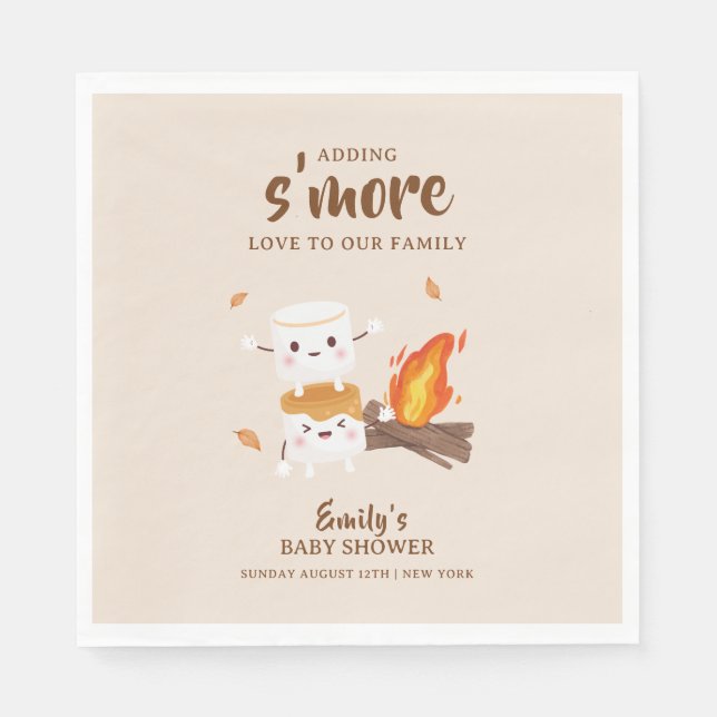 Rustic S'more Liebe Campfire Babydusche Serviette (Vorderseite)