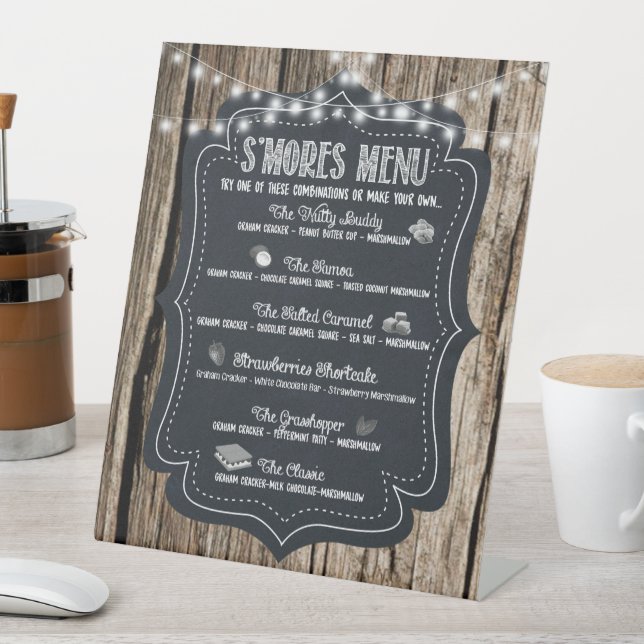 Rustic S'mores Bar Poster Print Wedding Sockelschild (In Situ)