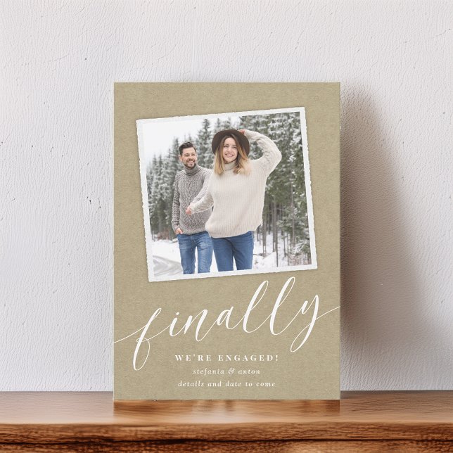 Rustic Snapshot Foto Verlobung Ankündigung (Von Creator hochgeladen)