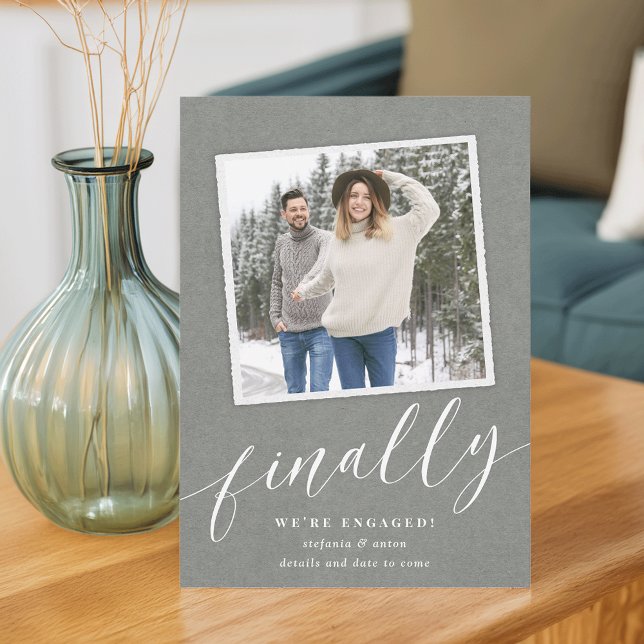 Rustic Snapshot Foto Verlobung Ankündigung (Von Creator hochgeladen)