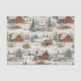 Rustic Snow Covered Farmhouse Winter Pattern Seidenpapier