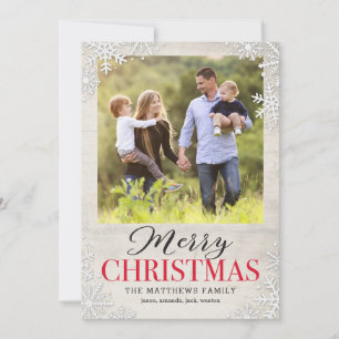 Rustic Snowflakes Christmas Holiday Foto Card Feiertagskarte