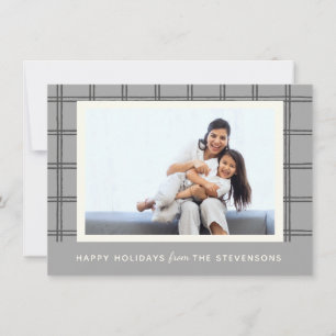 Rustic Soft Gray Kariertes Custom Foto Weihnachten
