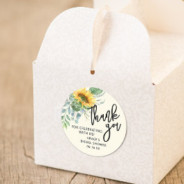 Rustic Sonnenblume Eukalyptus Greenery Vielen Dank Runder Aufkleber