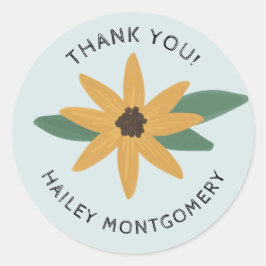 Rustic Sonnenblume Name und Dankeschön Aufkleber