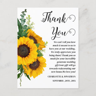 Rustic Sonnenblumen Custom Foto Hochzeit Vielen Da Postkarte