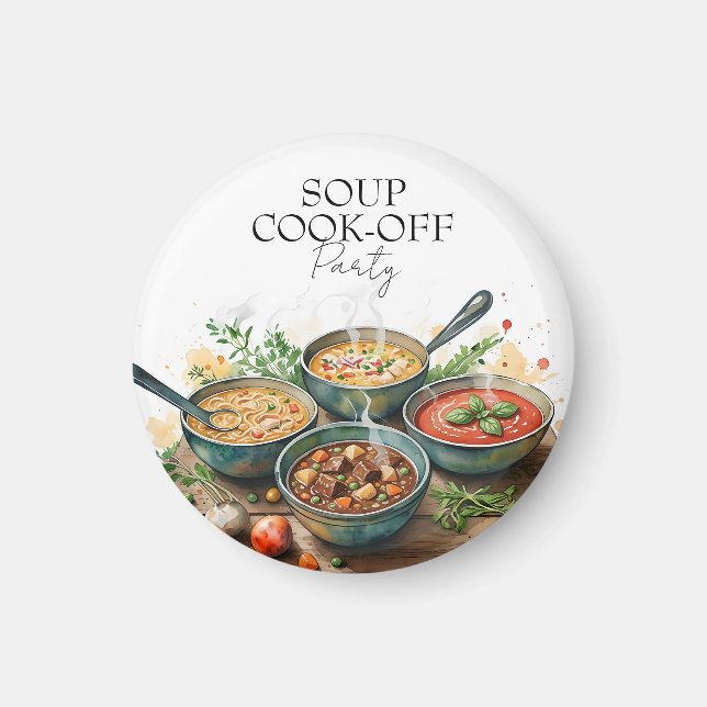 Rustic Soup Cook-Off Potluck Party Watercolor Magnet (Vorne)