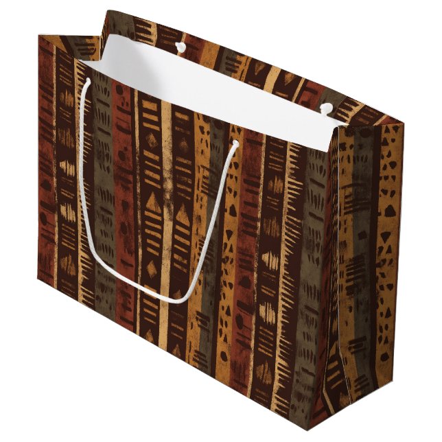 Rustic Southwestern Stripe Pattern (5) Große Geschenktüte (Vorderseite Schrägansicht)