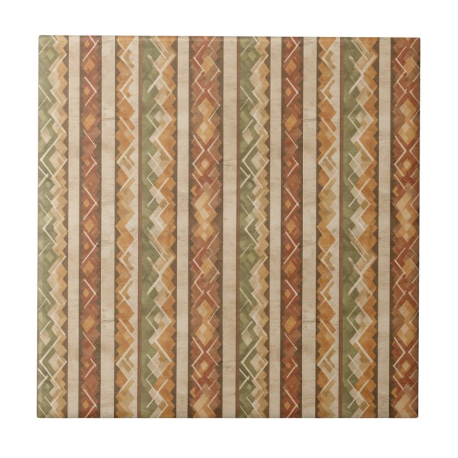 Rustic Southwestern Stripe Pattern (7) Fliese (Vorderseite)