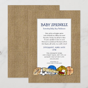 Rustic Sports BOY Baby Sprinkle mit niedlichem Ged Einladung