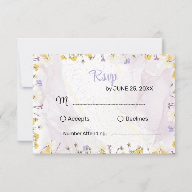 Rustic Spring Floral Elegant wedding RSVP card Karte (Vorderseite)