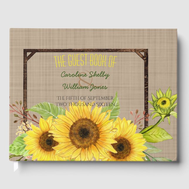 Rustic Spring Sunflower Wedding Gästebuch (Vorderseite)