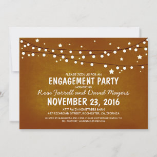 Rustic Starry Night Lights ENGAGEMENT PARTY Einladung