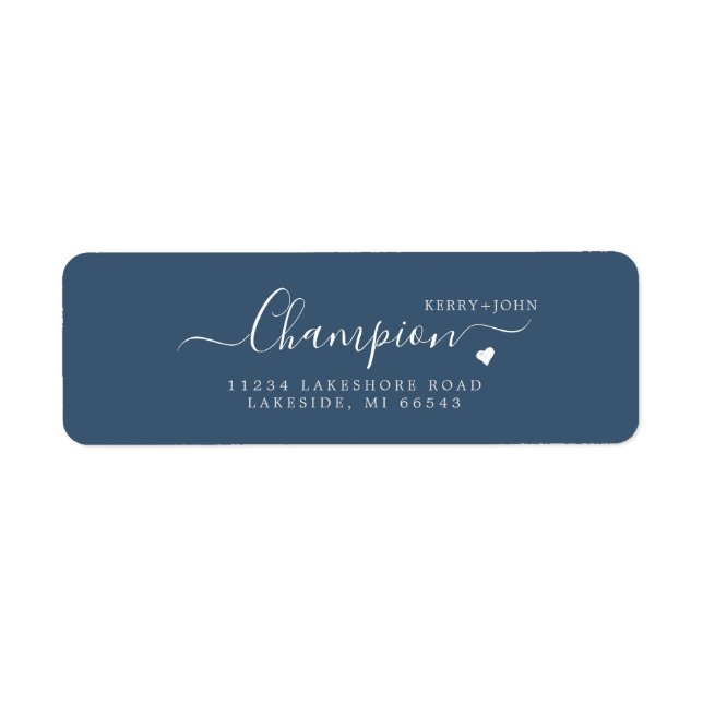 Rustic Stone Blue Wedding Return Label (Vorne)