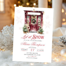 Rustic Storefront Let It Snow Girl Baby Shower Einladung
