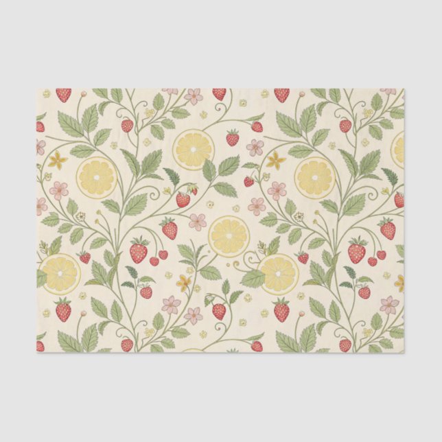 Rustic Strawberry & Citrus Earthy Pattern (1) Seidenpapier (Vorderseite)
