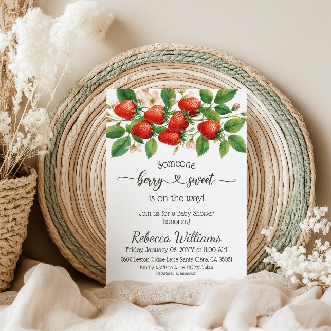 Rustic Strawberry Red Berry Sweet Baby Shower Einladung (Von Creator hochgeladen)