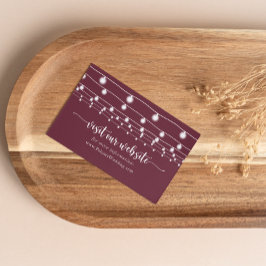 Rustic String Lights Burgundy Wedding Website Begleitkarte