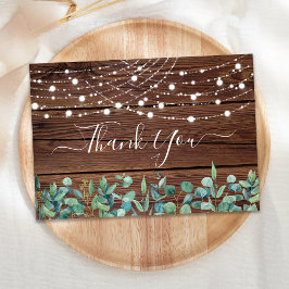 Rustic String Lights Eukalyptus Wedding Vielen Dan Mitteilungskarte