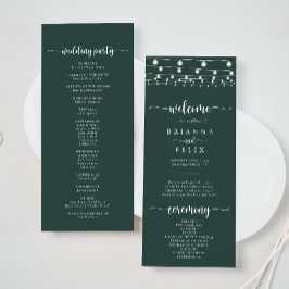 Rustic String Lights Green Wedding Program Programm