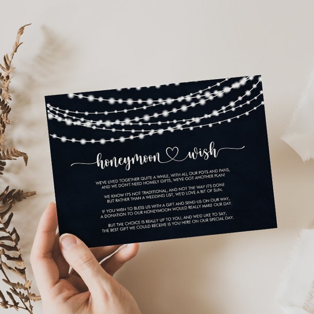 Rustic String Lights Hochzeitswunsch  Begleitkarte (Von Creator hochgeladen)