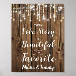 Rustic String lights Jede Liebe Story ist..wedding Poster