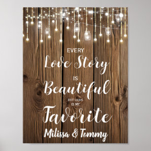 Rustic String lights Jede Liebe Story ist..wedding Poster