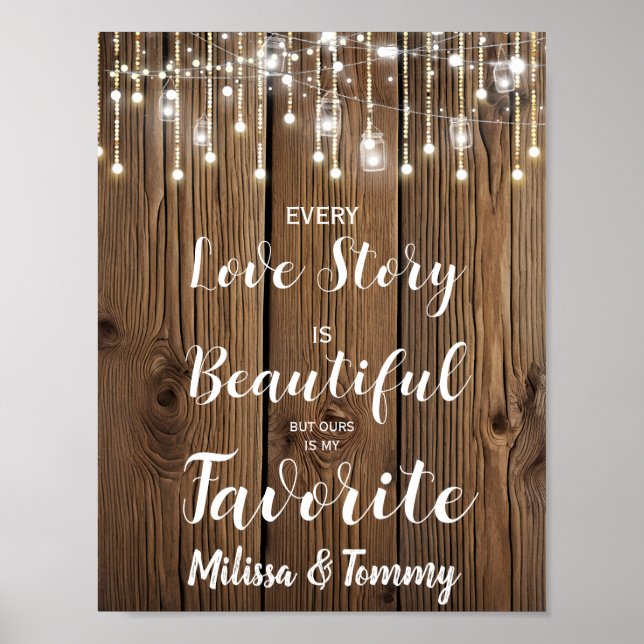 Rustic String lights Jede Liebe Story ist..wedding Poster (Vorne)