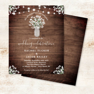 Rustic String Lights Mason Jar Budget Wedding Postkarte