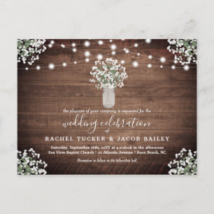 Rustic String Lights Mason Jar Budget Wedding Postkarte