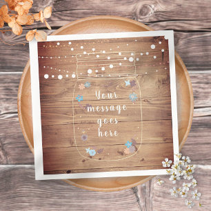Rustic String Lights Mason Jar Peronalized Serviette