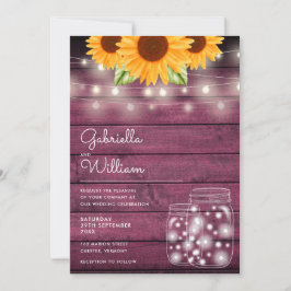 Rustic String Lights Sonnenblume Mason Jars Weddin Einladung