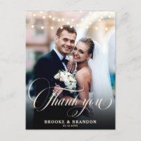 Rustic String Lights Wedding Foto Vielen Dank