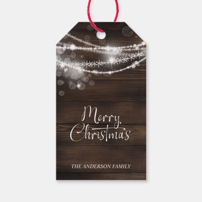 Rustic String Lights Wohnen Weihnachten Geschenkanhänger (Vorderseite)