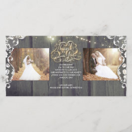 Rustic String Lights Wood Lace Wedding Vielen Dank Dankeskarte