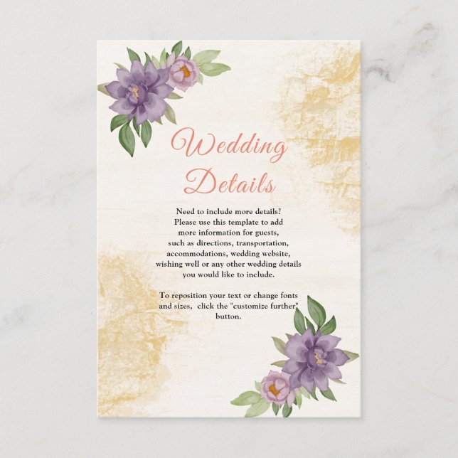 Rustic Summer aesthetic Wildflower Wedding Begleitkarte (Vorderseite)