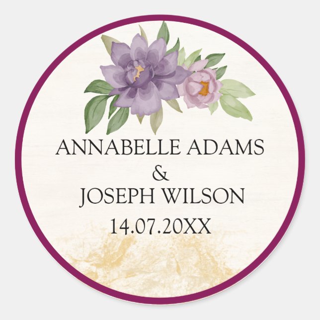 Rustic Summer aesthetic Wildflower Wedding Runder Aufkleber (Vorderseite)