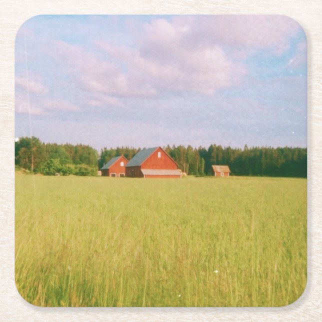 Rustic summer field, Helsingia, Sweden Rechteckiger Pappuntersetzer (Vorderseite)
