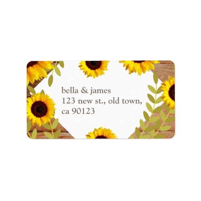 Rustic Sunflower Address Labels Adressaufkleber (Vorne)