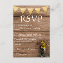 Rustic Sunflower and gingham wedding RSVP