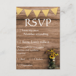 Rustic Sunflower and gingham wedding RSVP