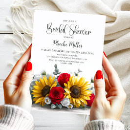 Rustic Sunflower and Red Rose Floral Bridal Shower Einladung