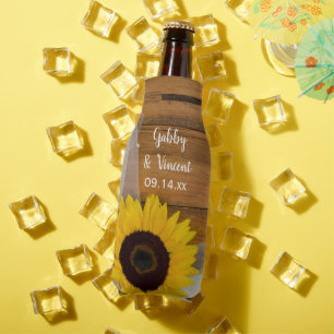 Rustic Sunflower and Veil Country Wedding Favor Flaschenkühler