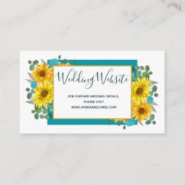Rustic Sunflower Aquamarin Blue Rose Hochzeitsseit Begleitkarte